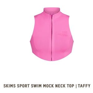 NWT SKIMS Swim Sport Neoprene Taffy Pink Zip Bikini Top Small S/M 2023
